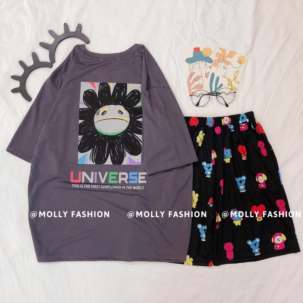 Set đồ bộ hoạt hình ❤️ Bộ mặc nhà Cartoon UNIVERSE form rộng Unisex nam nữ Molly Fashion