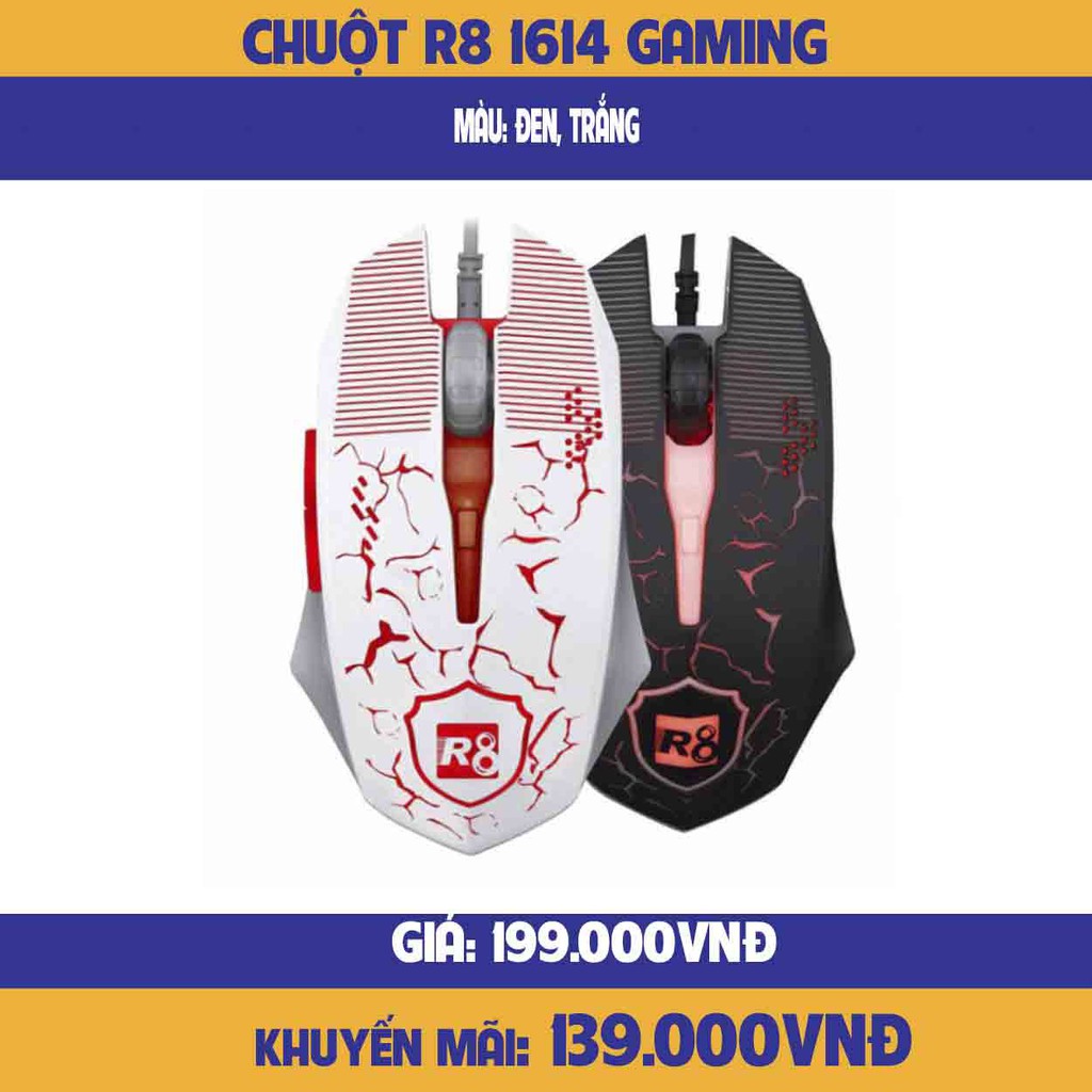 Chuột chuyên Game R8 1614 - Led 7 màu tự chuyển-Hàng chính hãng