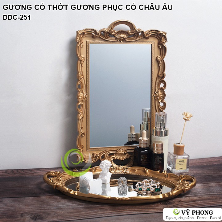 GƯƠNG PHỤC CỔ KHAY KÍNH CỔ CHÂU ÂU TRANG TRÍ CHỤP HÌNH TRANG SỨC PHỤ KIỆN MỸ PHẨM ĐẠO CỤ CHỤP ẢNH SẢN PHẨM INS DDC-251