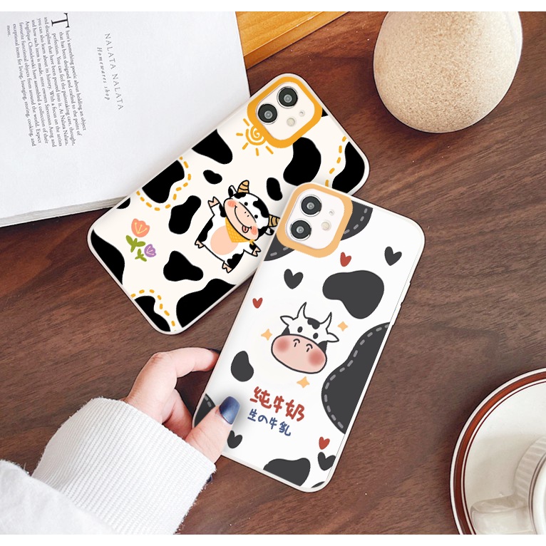 Ốp lưng iphone Bò sữa cạnh vuông dẻo ip 6splus/7/7plus/8/8plus/x/xr/xs/11/12/pro/max/plus/13promax tr167