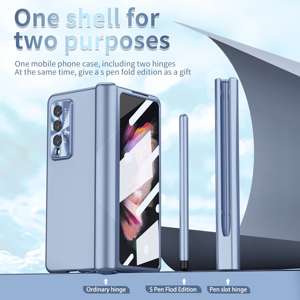 Fold 5 Fold5 Vỏ Bao Da Điện Thoại Nắp Gập Từ Tính Màu Trong Suốt Có Ngăn Đựng Bút Và Miếng Dán Cường Lực Cho samsung galaxy z fold 4 fold4 Ốp