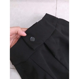 ( SALE M) QUẦN TÂY ĐEN Nút Bấm Lưng Cao Chất Vải Tuyết Mưa Hàng Xịn Dày Đẹp CO dãn nhẹ