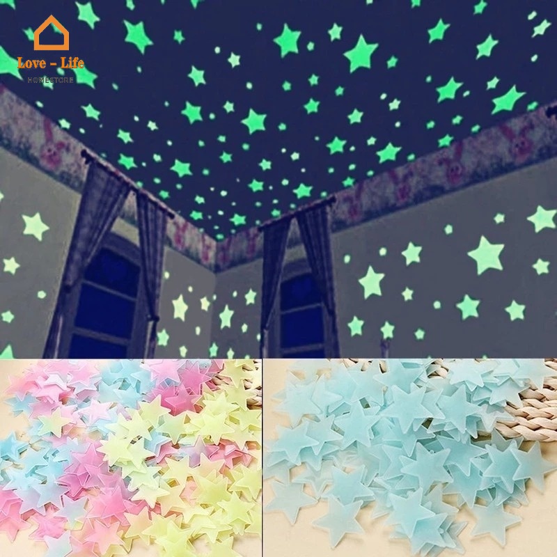 100 Ngôi Sao 3D Dạ Quang Dán Tường