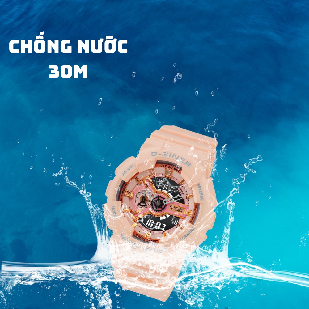 Đồng hồ nữ chính hãng thể thao D-ZINER DZ8288 chạy 3 kim chống nước 30m siêu bền