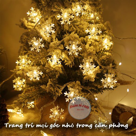 Đèn LED bông tuyết xinh xắn trang trí nhà cửa - Dây đèn LED ánh sáng ấm áp 01113