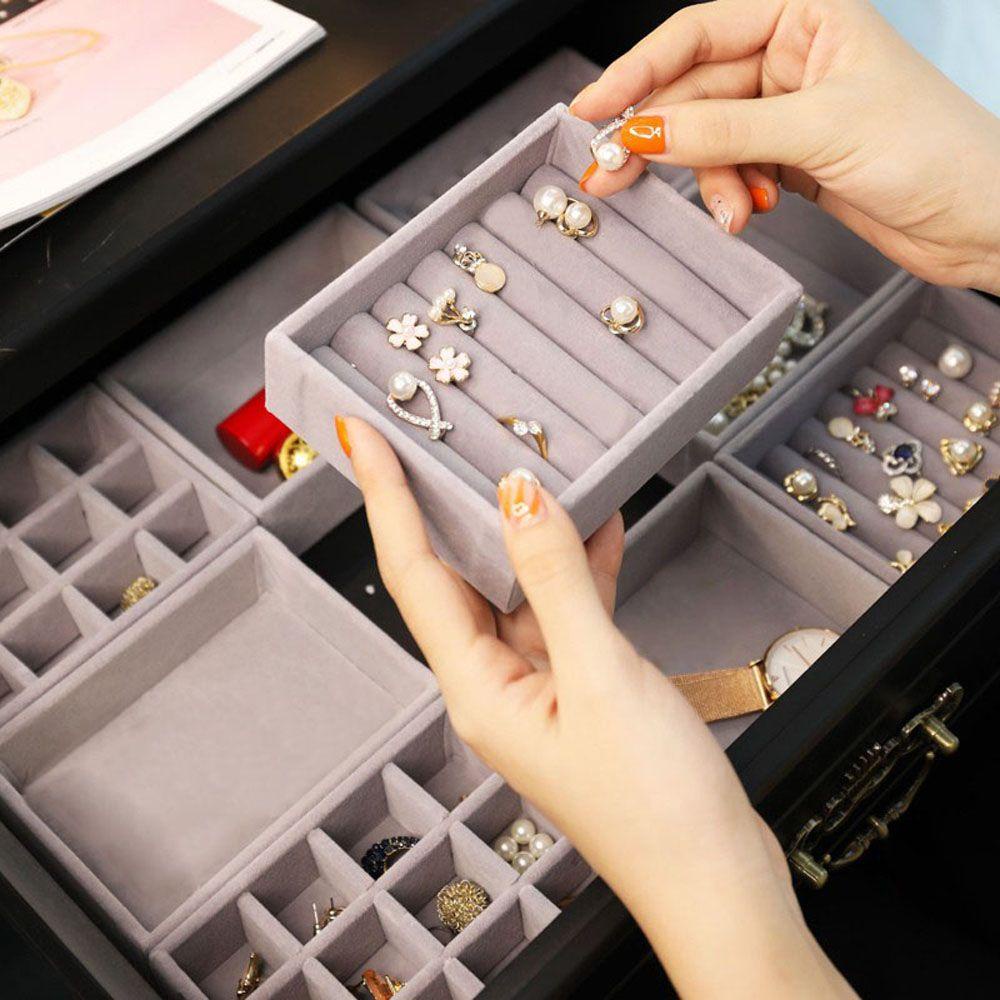 Hộp Đựng Trang Sức Bằng Vải Nỉ Thời Trang Sắp Xếp Gọn Gàng