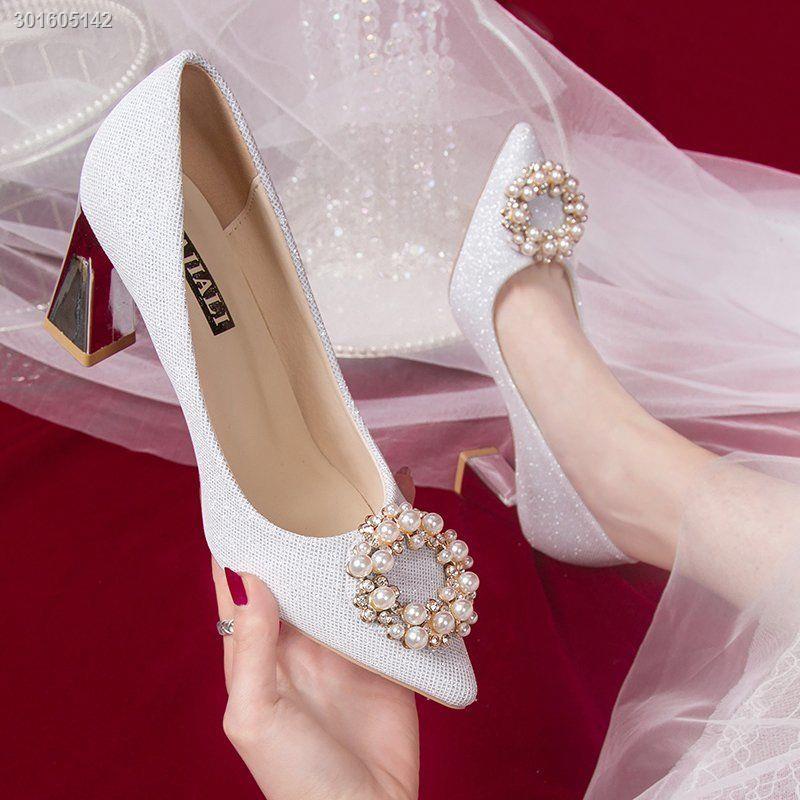 Wedding shoes women 2021 new bride wedding shoes sequins dress high heels stiletto bridesmaid wedding shoes crystal shoes