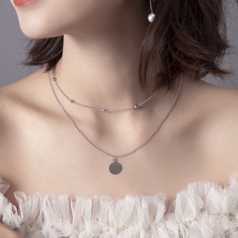 MANYUE Set 2 Vòng cổ Mặt Đồng Xu Thời Trang Hàn Quốc