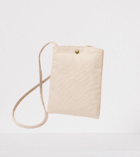 Túi tote vải đeo chéo canvas đựng điện thoại 2 lớp nút bấm