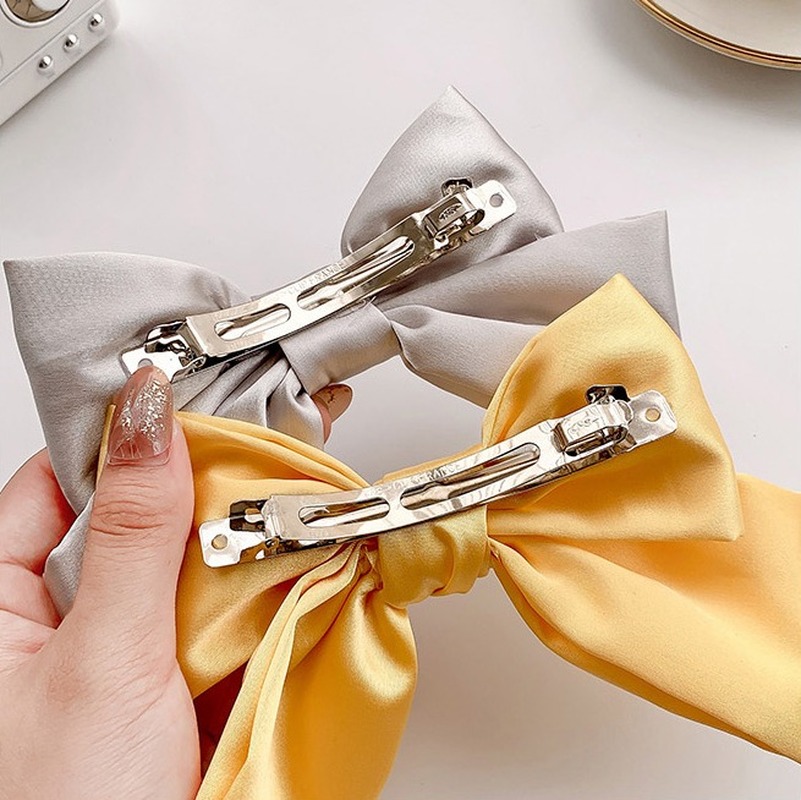 Kẹp Tóc Nơ Vải Lụa Thiết Kế Xinh Xắn Cho Nữ