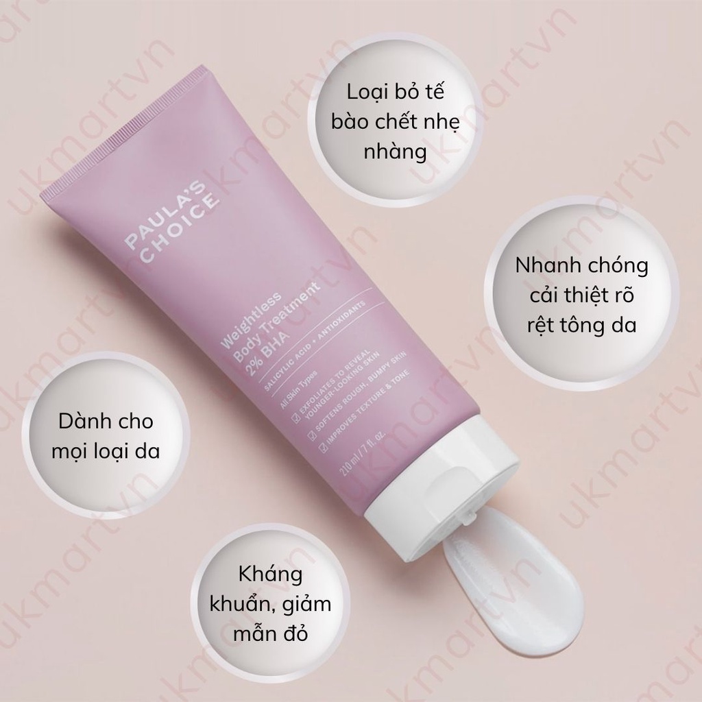 Kem Dưỡng Thể Paula's Choice 2% BHA Tẩy Tế Bào Chết 210ml Resist Weightless Body Treatment With 2% BHA