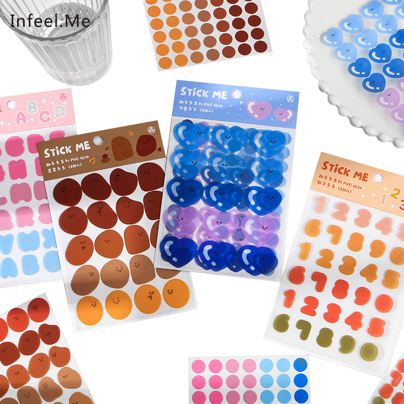 Bộ 3 tờ nhãn dán Infeel.Me trang trí sổ lưu niệm dễ thương DIY