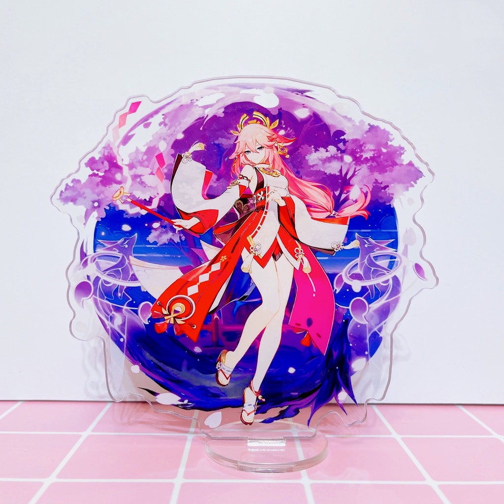Mô hình standee genshin impact nhiều mẫu có nền nhân vật game Hutao, Zhongli, Miko, Raiden Shogun...v.v