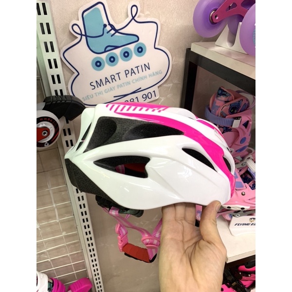 Mũ bảo hộ thể thao patin, xe đạp, ván trượt … cao cấp, mũ xịn Calary helmet hồng trắng 03