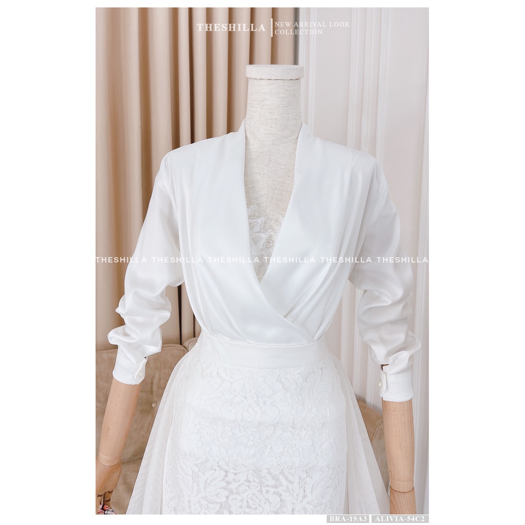 Váy thiết kế cao cấp set chân váy trắng phối ren áo lụa [ Có video + Ảnh thật ] The Shilla - Alivia-54C2
