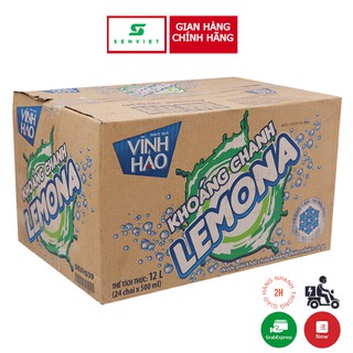 Thùng 24 chai nước khoáng có ga Lemona vị chanh 500ml