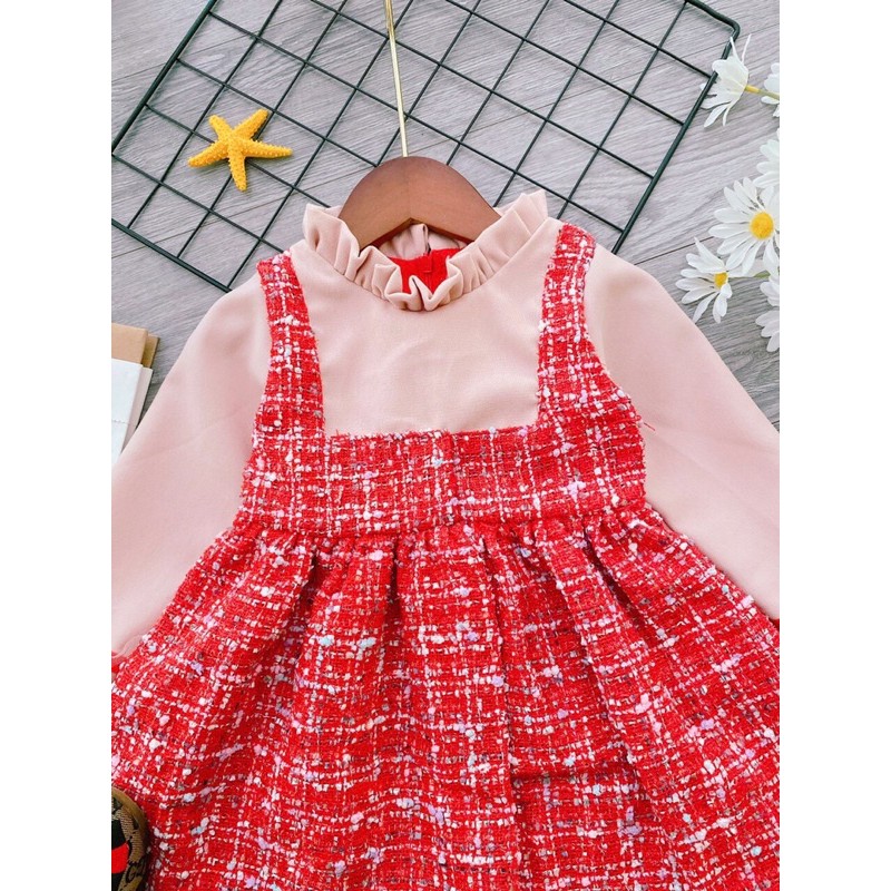 Váy nhung dạ đỏ diện tết cho bé gái