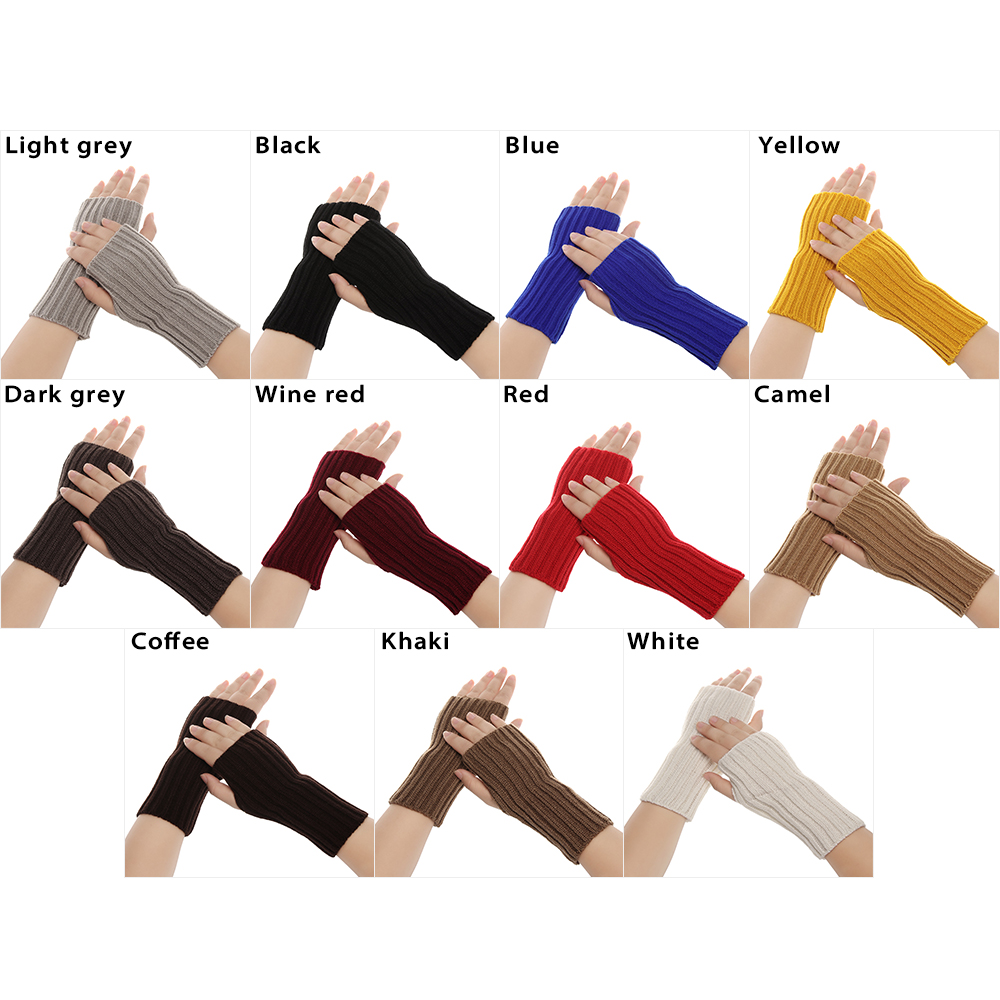 Đôi găng tay dệt kim hở ngón mềm mại giữ ấm mùa đông nhiều màu cho nam nữ
