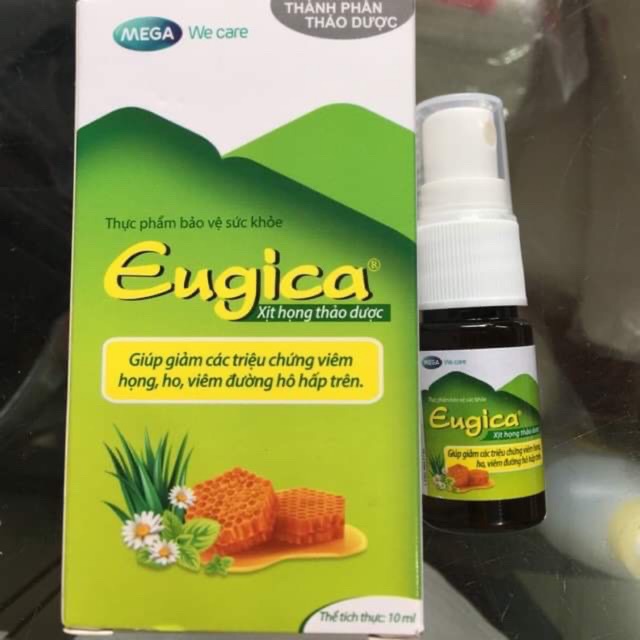 Xịt Họng Thảo Dược EUGICA (hỗ trợ giảm ho, ho khan, ho gió ,ho dị ứng,giảm các triệu chứng viêm họng) 10 ml