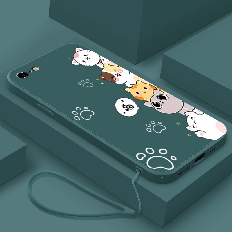 Ốp lưng iphone 5 IPHONE 5S iphone 6 iphone 6s iphone 6 plus Ốp Điện Thoại Silicone Mềm In Hình Mèo Cho iphone 5 iphone 6 iphone 6s iphone 6 plus DZMM01 viền vuông cute