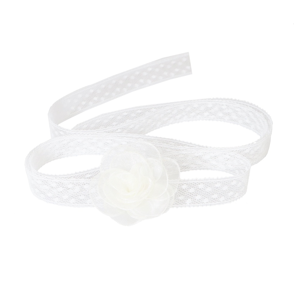 Vòng Cổ Thắt Nơ Hoa Trà Trắng Kiểu Pháp