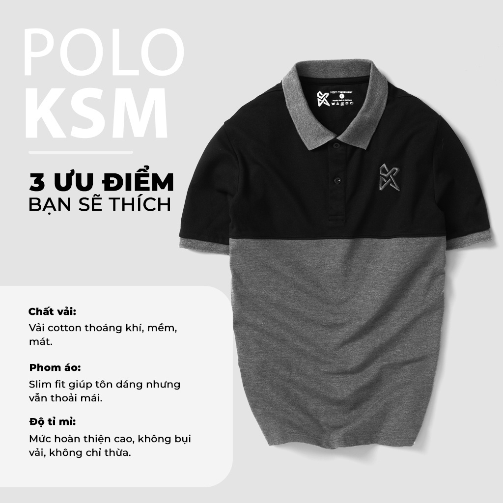 Áo Thun Polo Nam KSM Menswear Tay Ngắn có cổ bẻ phối màu vải Cotton dày mịn đẹp PL738