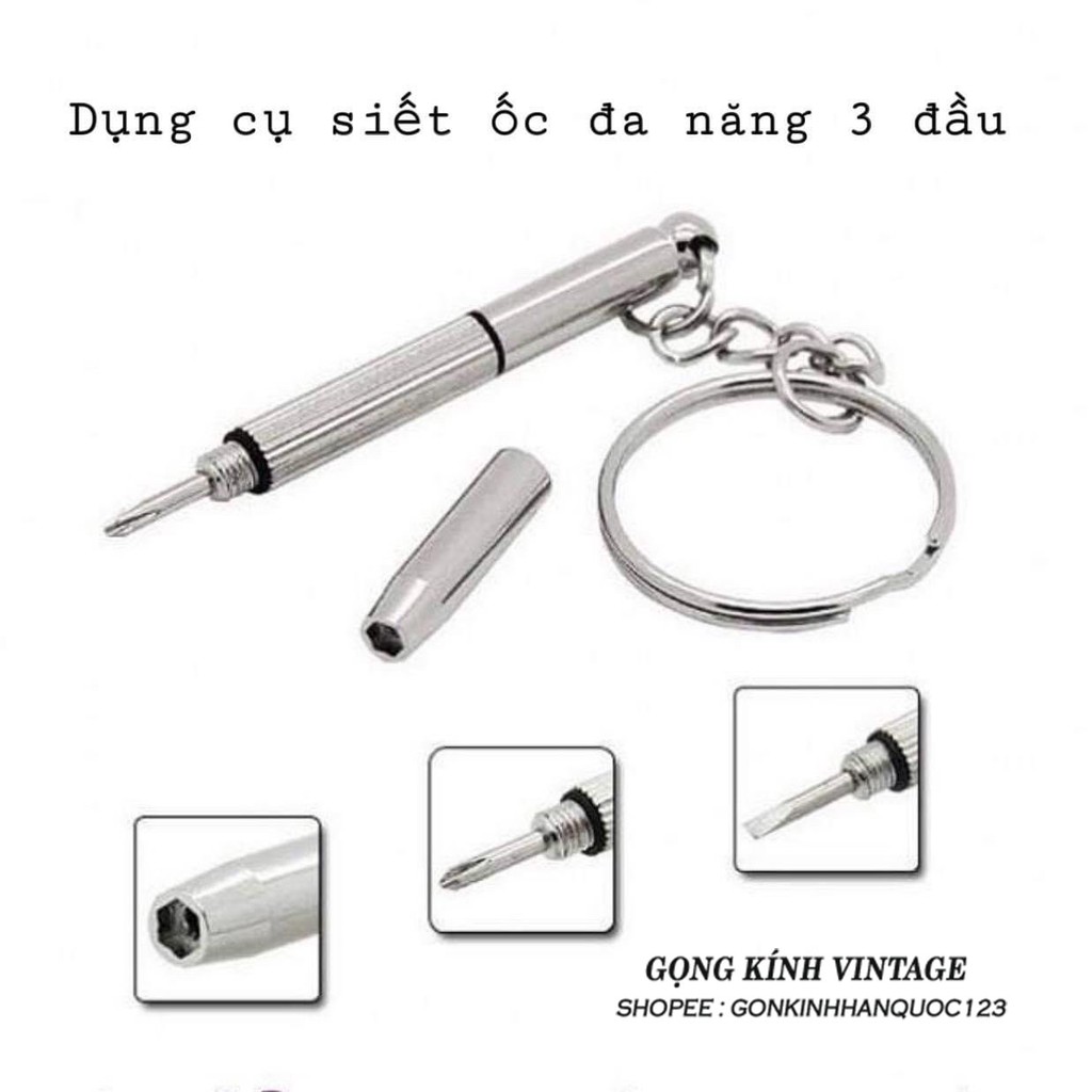 Tô vít vặn kính tại nhà Fiveminutes, 2 đầu ( 1 đầu 4 cạnh và 1 đầu dẹp ) làm móc chìa khóa nhỏ gọn dễ mang