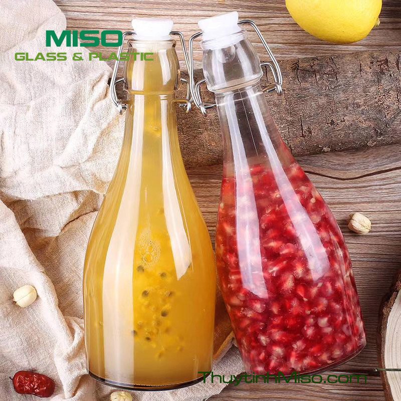 Chai thủy tinh nắp gài inox 500ml mẫu mới nhất 2021 GB500