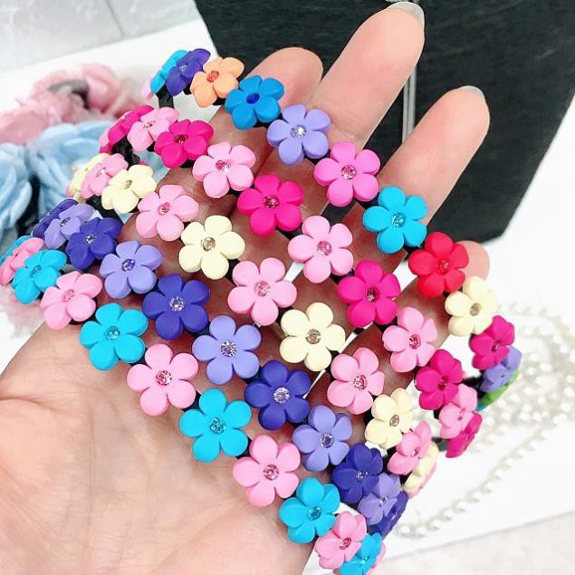 Bờm tóc nhựa dẻo đính hoa nhỏ xinh