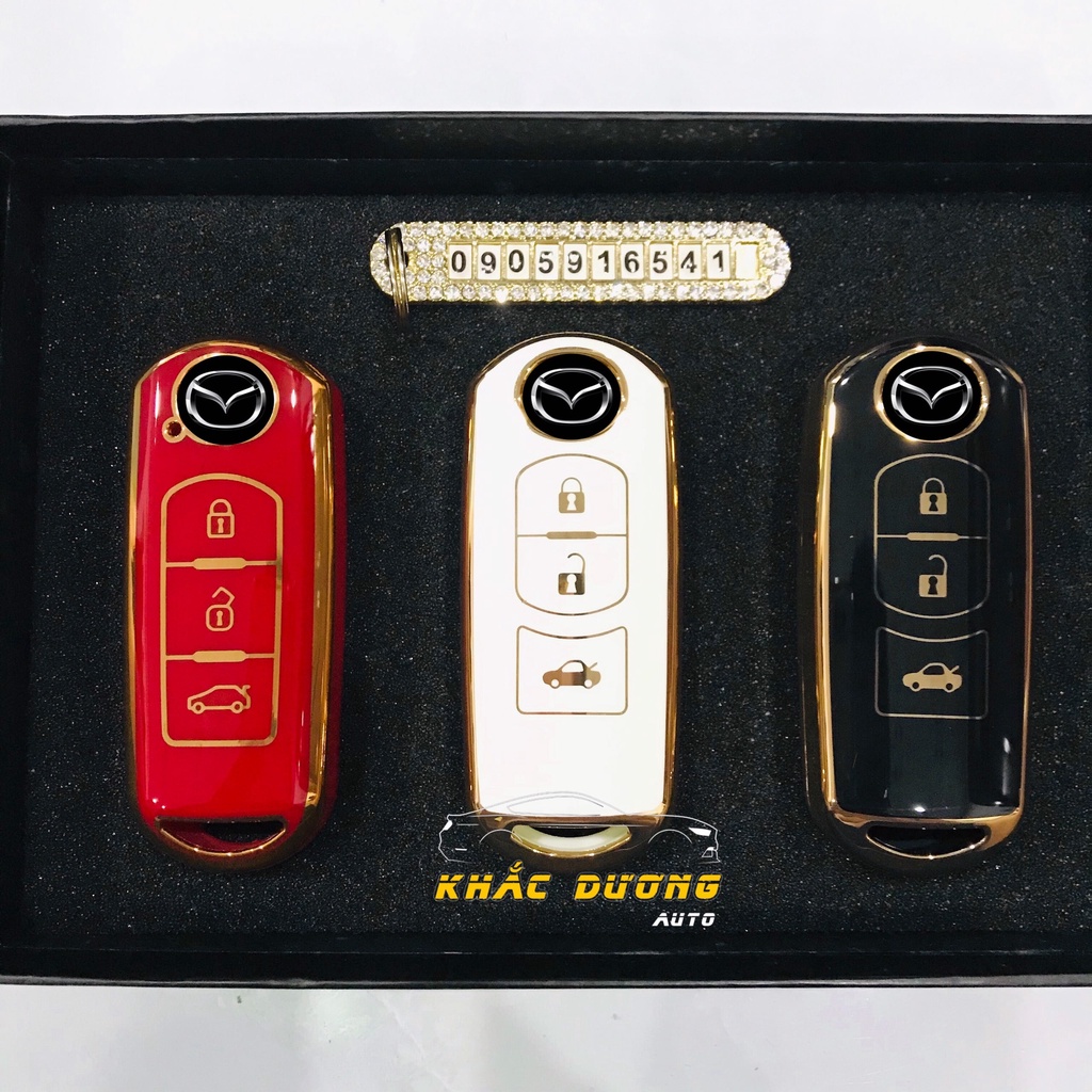 Ốp chìa khoá Mazda 2 3 6 CX5 CX8 TPU 3 nút đính đá nhân tạo cao cấp sang trọng