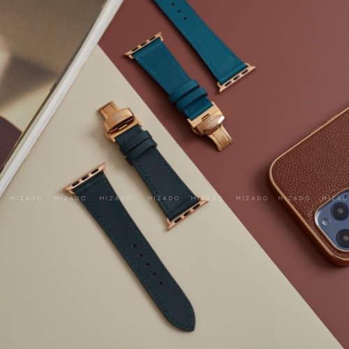 Dây da thủ công Swift Xanh Rêu dành cho Apple Watch, đồng hồ thông minh, đồng hồ cơ MIZADO