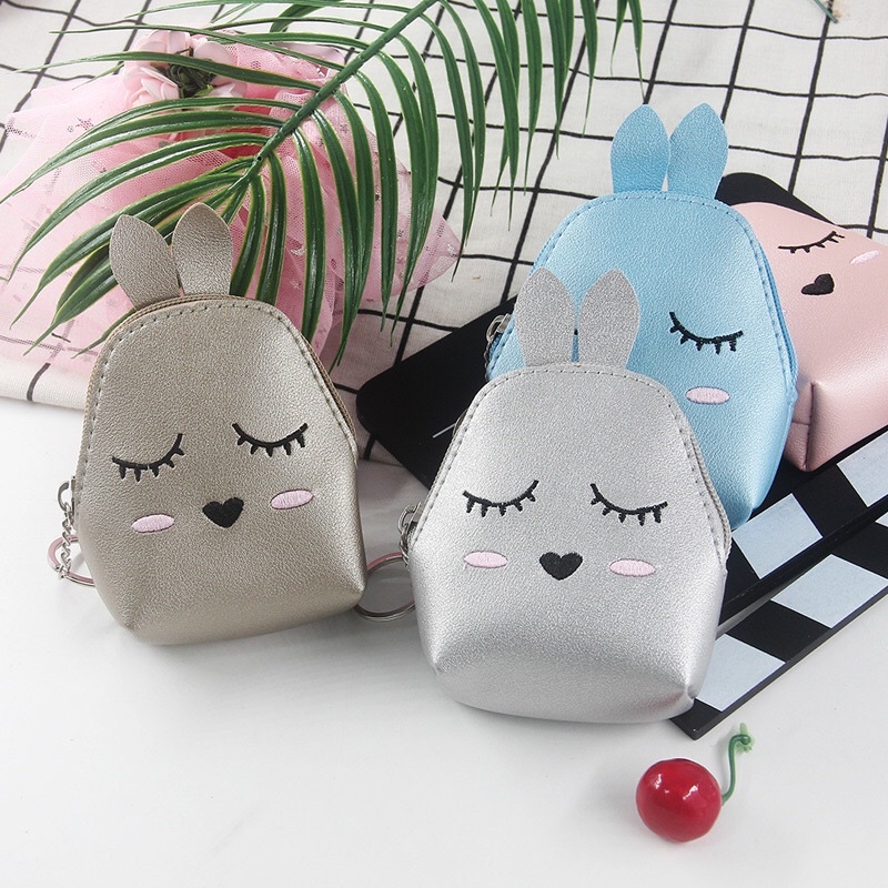 Móc khóa kem ví tai thỏ