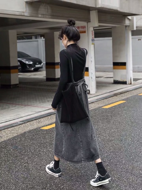 [SIZE S-L]Váy yếm jeans Quảng Châu phong cách Ulzzang Hàn Quốc cực xinh giá rẻ | BigBuy360 - bigbuy360.vn