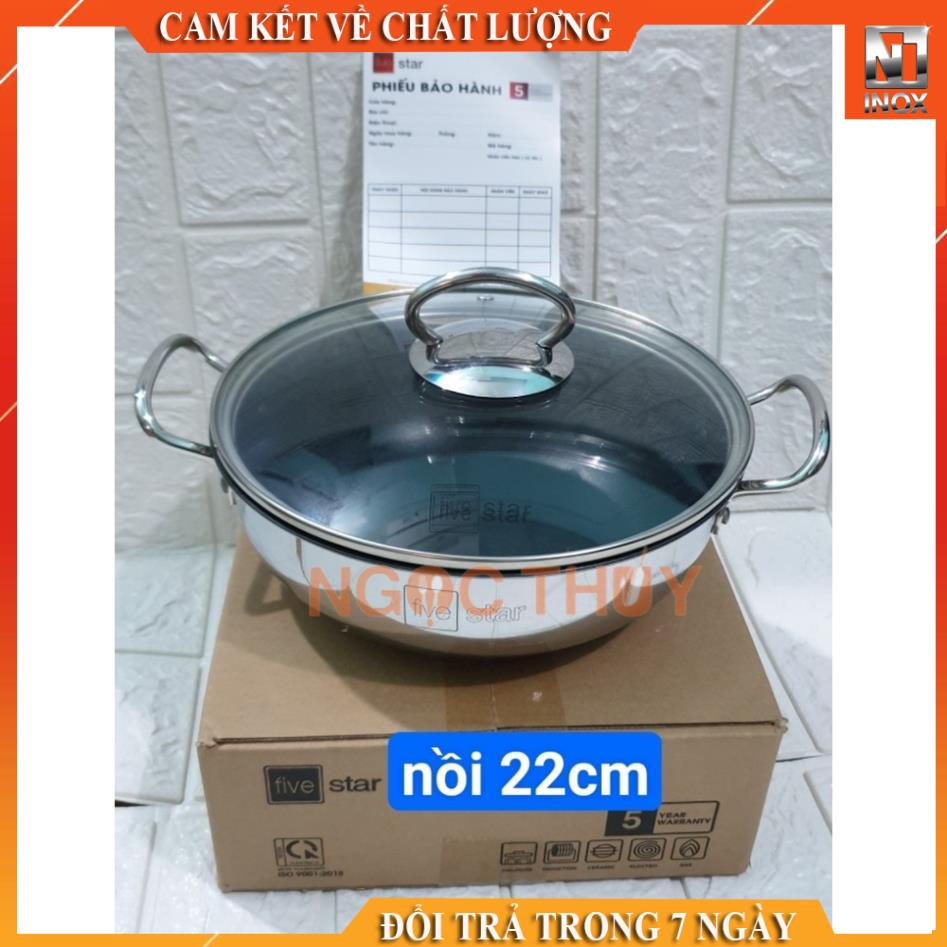Nồi chảo chống dính Fivestar Inox 430 3 lớp đáy nắp kính nhiều size