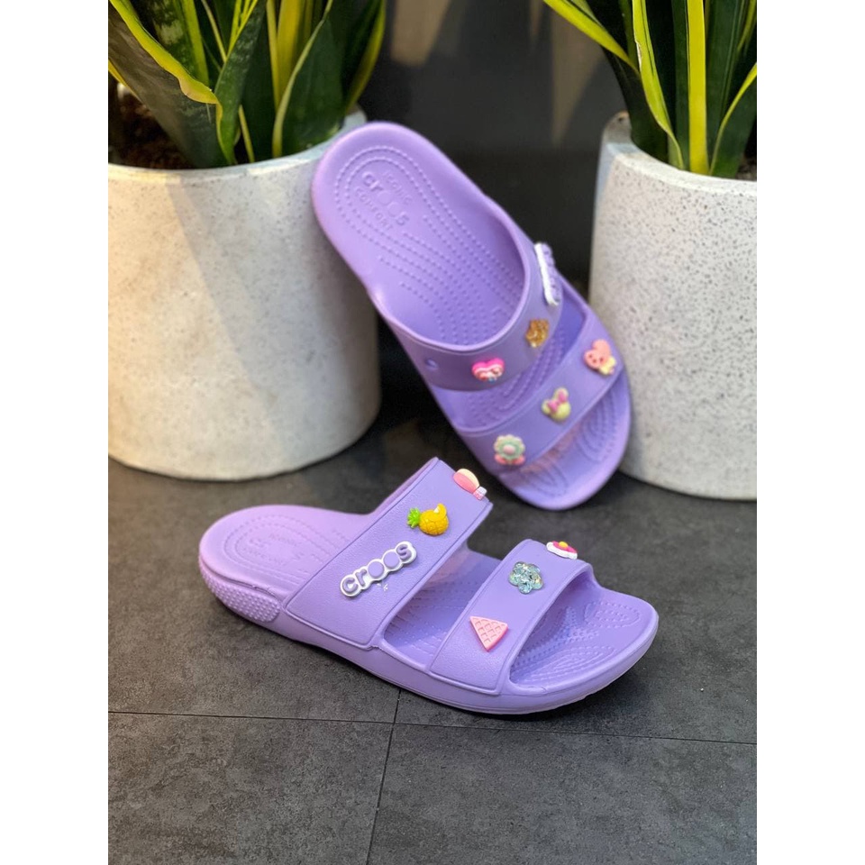 CCS - Dép quai ngang 2 quai Cross Classic nữ nhiều màu chất liệu nhựa cao cấp - Tặng 10 Jibbitz - Sấu vui vẻ Official