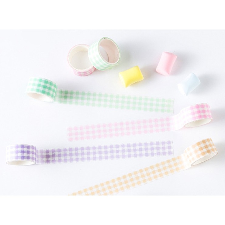 Bộ 4 cuộn washi tape caro rộng 2cm dài 2m/cuộn