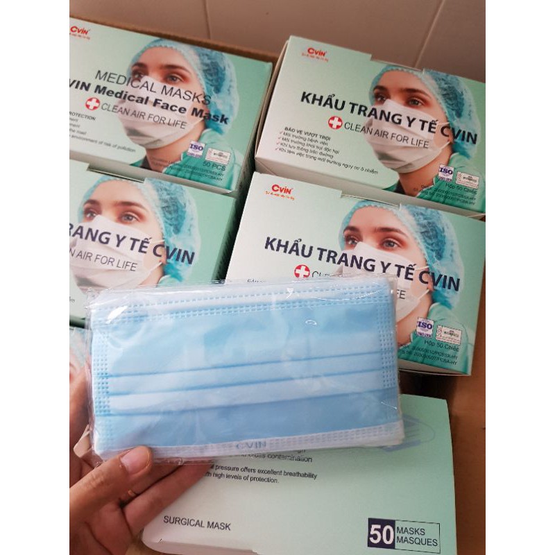 Khẩu trang y tế 4 lớp kháng khuẩn hộp 50 cái