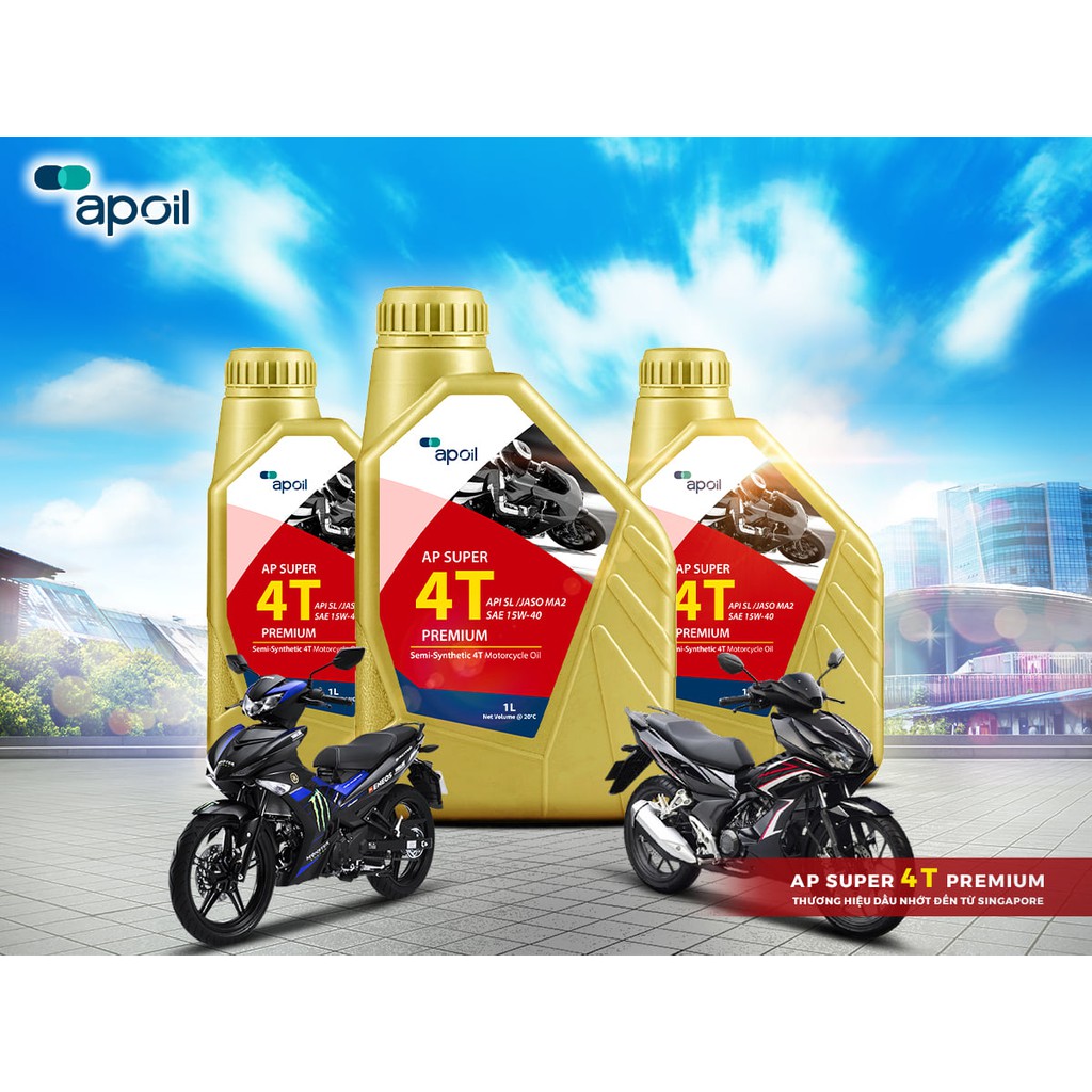 Dầu nhớt xe số AP Super 4T Premium - 15W40_Dung tích 0.8L và 1L