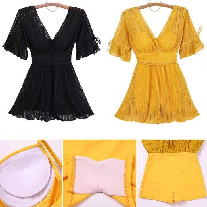 tu dungÁo tắm một mảnh nước nóng màu đỏ lưới xẻ tà kiểu mới Bảo thủ Suối thứ 13 nữ Hàn Quốc dáng Net Red thừa cân | BigBuy360 - bigbuy360.vn