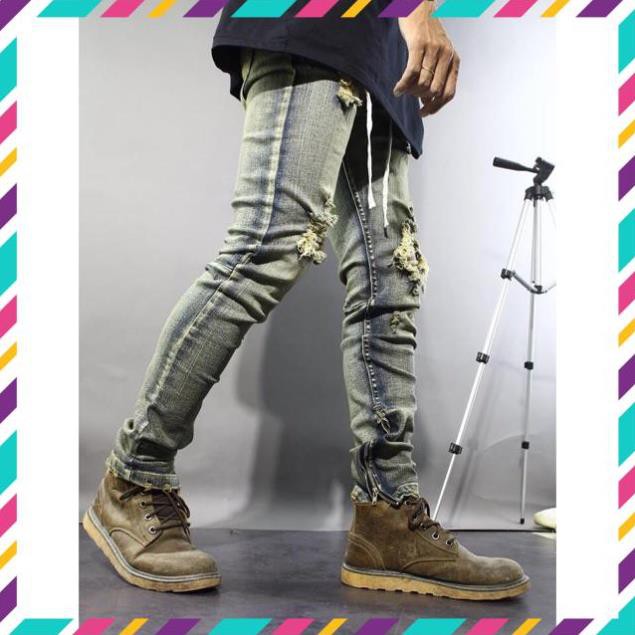 Quần Jeans Nam Rách Gối Zipper PACSUN