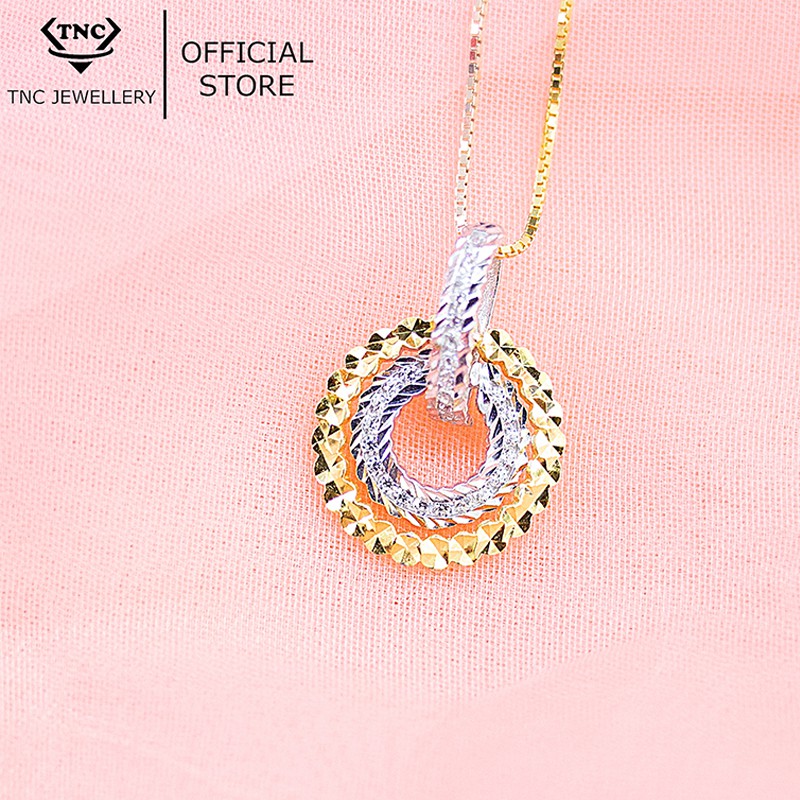 Dây chuyền bạc xi vàng đẹp sang trọng cho nữ vòng tròn - Trang sức TNC Jewellery