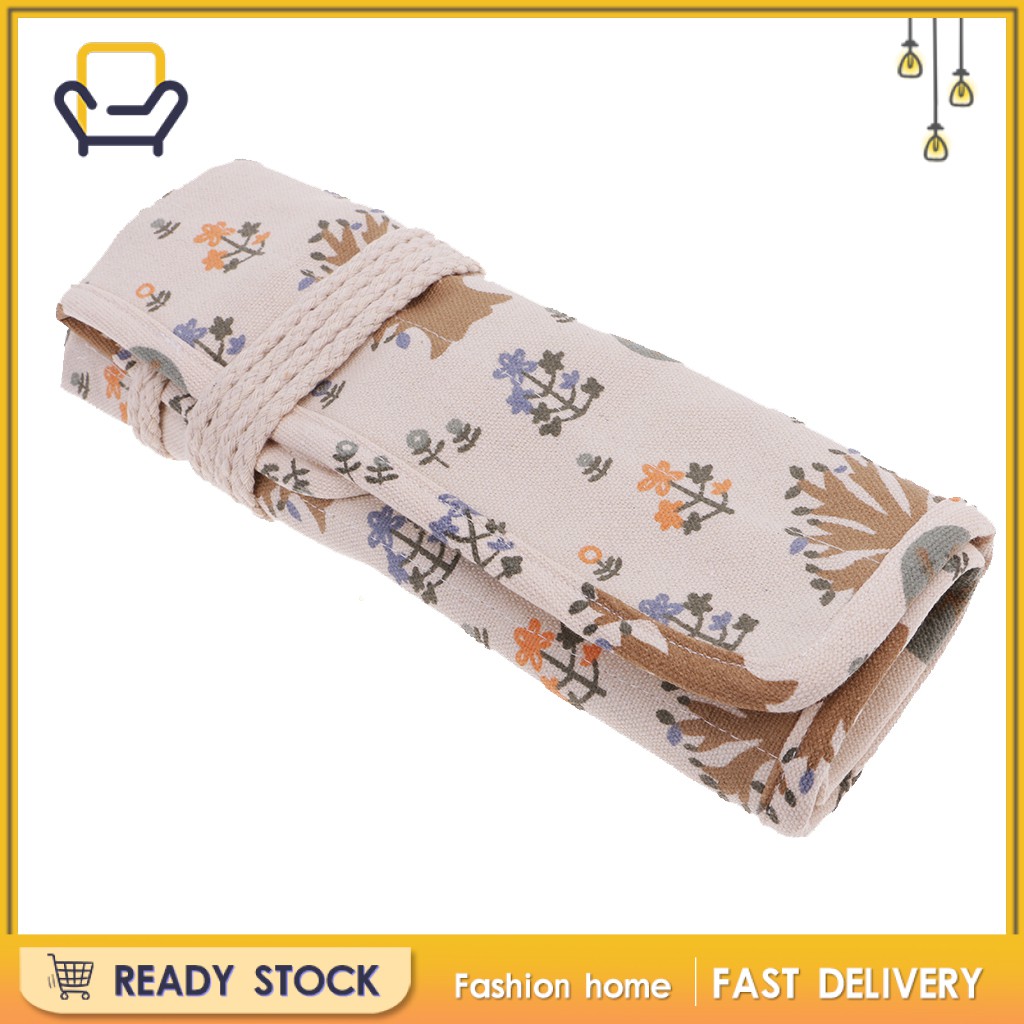 Túi Cuộn Đựng Cọ Vẽ Tranh Sơn Dầu Bằng Vải Canvas 20 Ngăn Thời Trang Dùng Trong Nhà