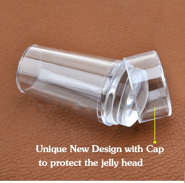 [Hàng mới về] Con dấu và miếng cạo dập móng nghệ thuật 2.8cm bằng silicon thạch trong suốt có nắp SUAKE