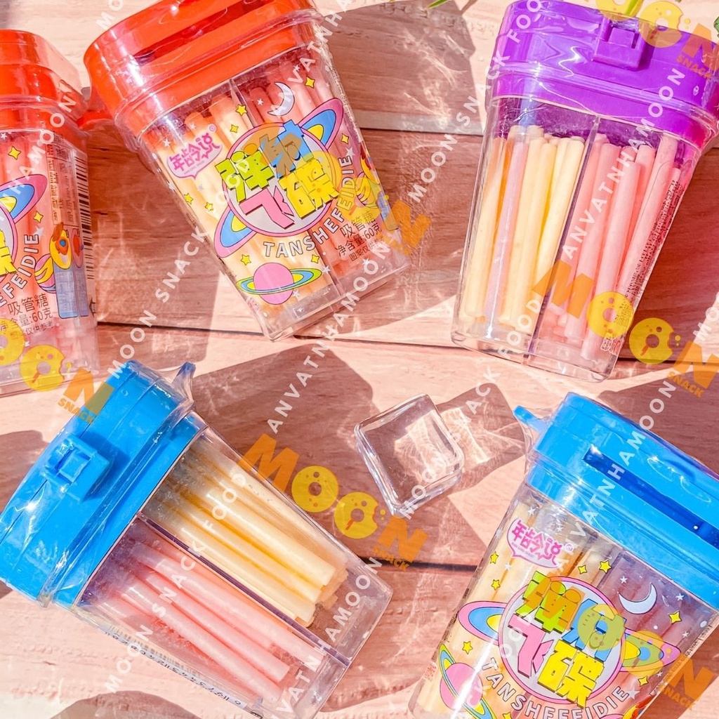Kẹo tăm lạnh 2 ngăn Tan Shefe Die màu pastel xinh cực loại xịn hủ tận 60g