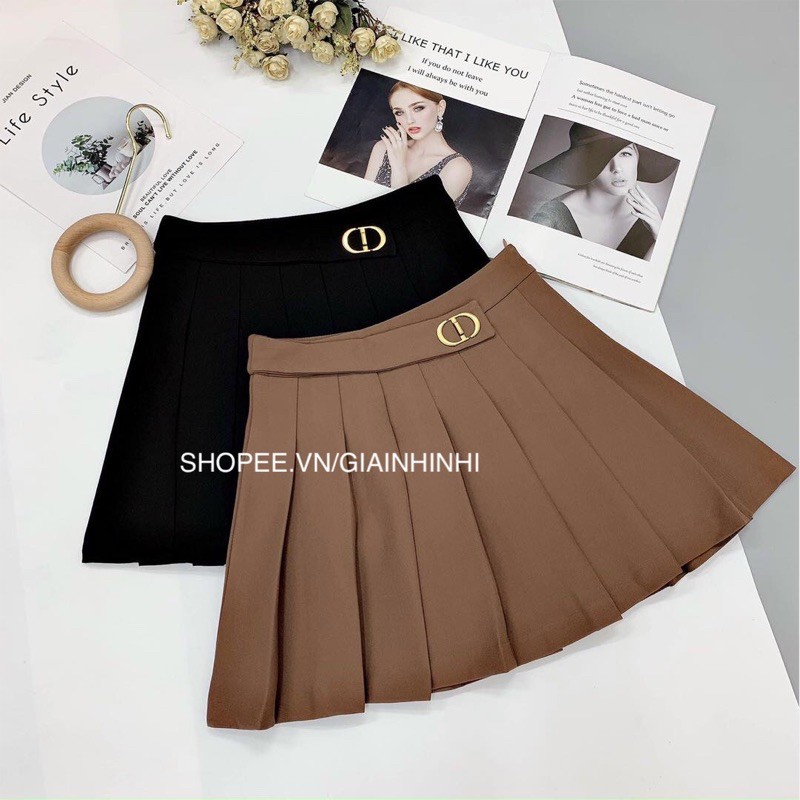 [ Mã WASTRUN4 giảm 10% tối đa 30K đơn 99K] Chân váy xếp ly xòe cạp đính chữ CV1723 - NhiNhi Shop