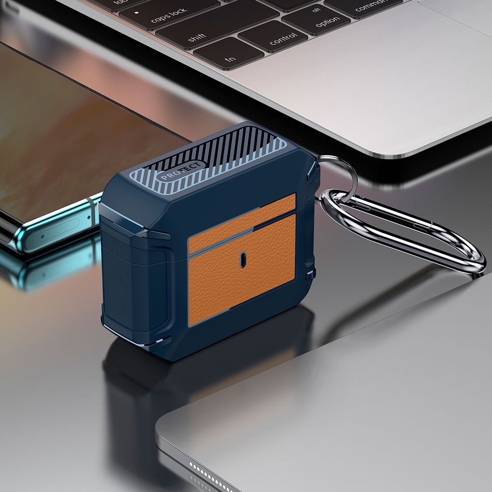 Vỏ Bảo Vệ Hộp Sạc Tai Nghe Airpods 1 2 3 Pro Chất Liệu Da Cứng Kiểu Áo Giáp Sang Trọng