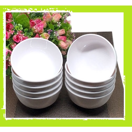 Bộ 10 CHÉN NHỰA MELAMINE TRẮNG CAO CẤP