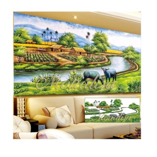 Tranh đính đá làng quê 150x70cm sỉ= lẻ