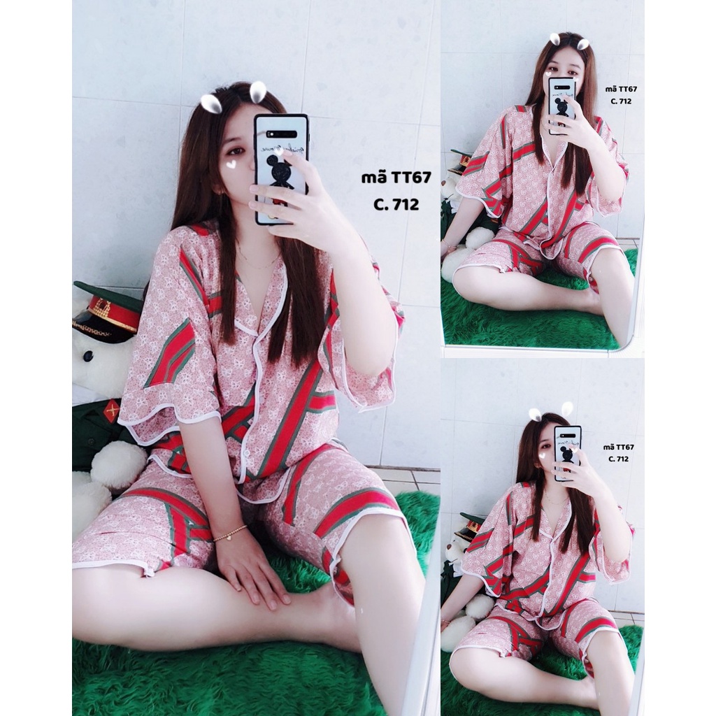 TT67 - BỘ PIJAMA QUẦN LỬNG ÁO CÁNH DƠI DƯỚI 63 KG (KÈM HÌNH THẬT 100% )