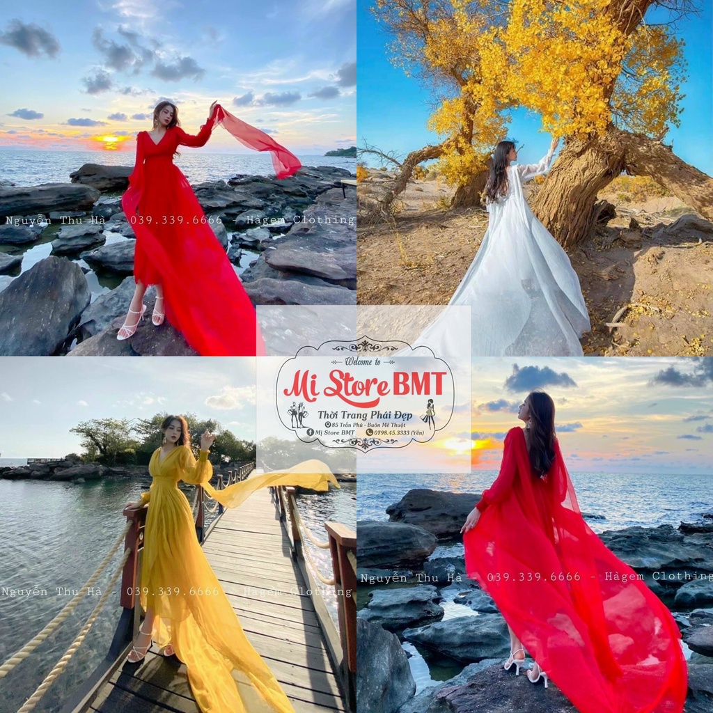Đầm Maxi tà dài khoét tay đi biển Hàng thiết kế Đủ Màu